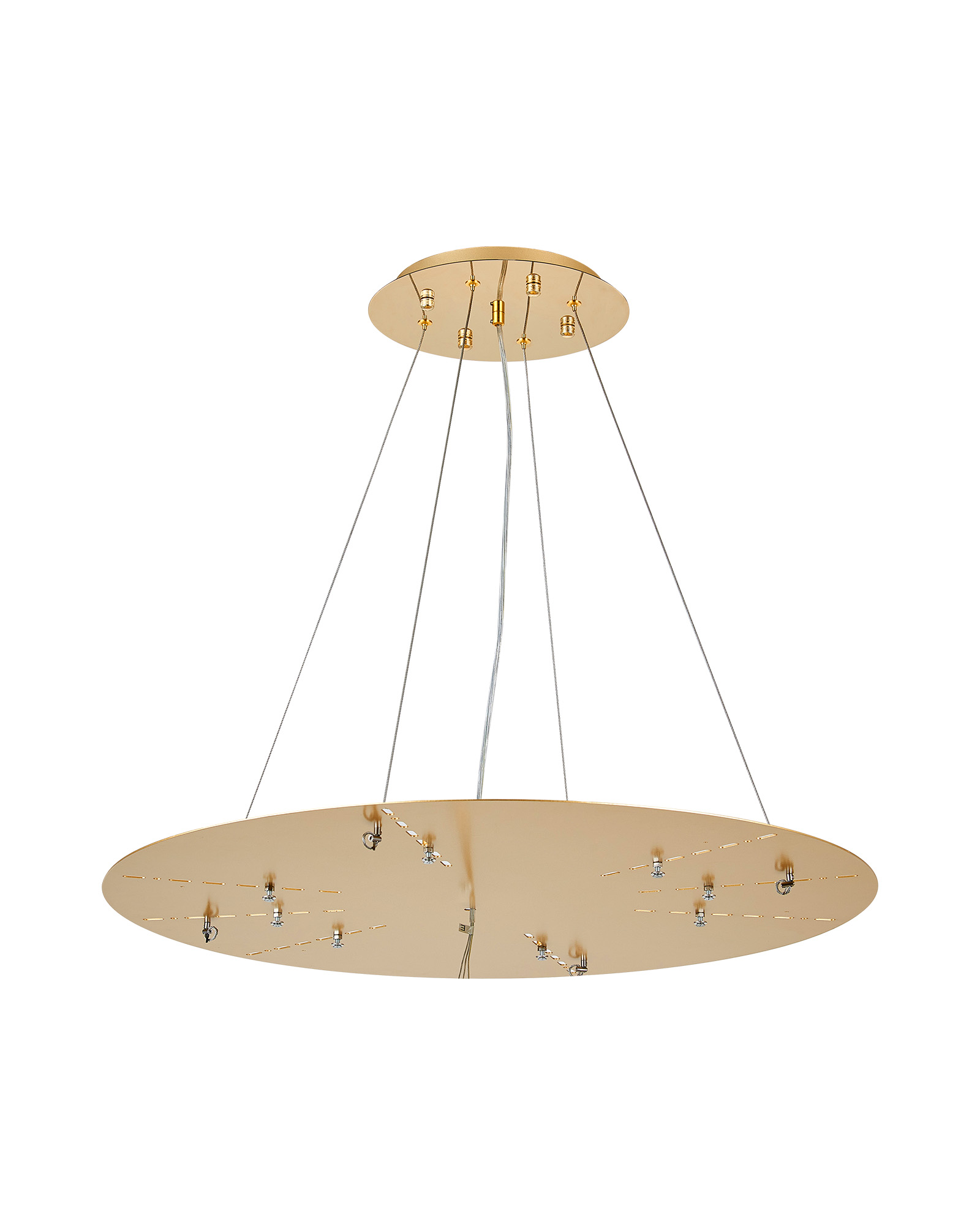 D0928FG/GO  Lowan 690mm, 3m Suspension Plate c/w Power Cable To Lower Flush Fittings, French & Painted Gold Max Load 20kg (ONLY TESTED FOR OUR RANGE OF PRODUCTS)